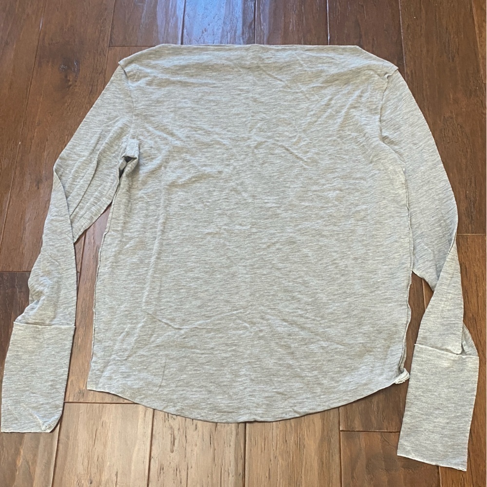 Gray Free People We the Free Cowl Neck Long Sleeve Top Small S